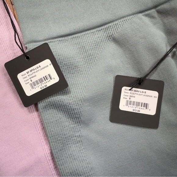 SET Active Purple and Green Leggings High Waist Performance - Picture 2 of 4